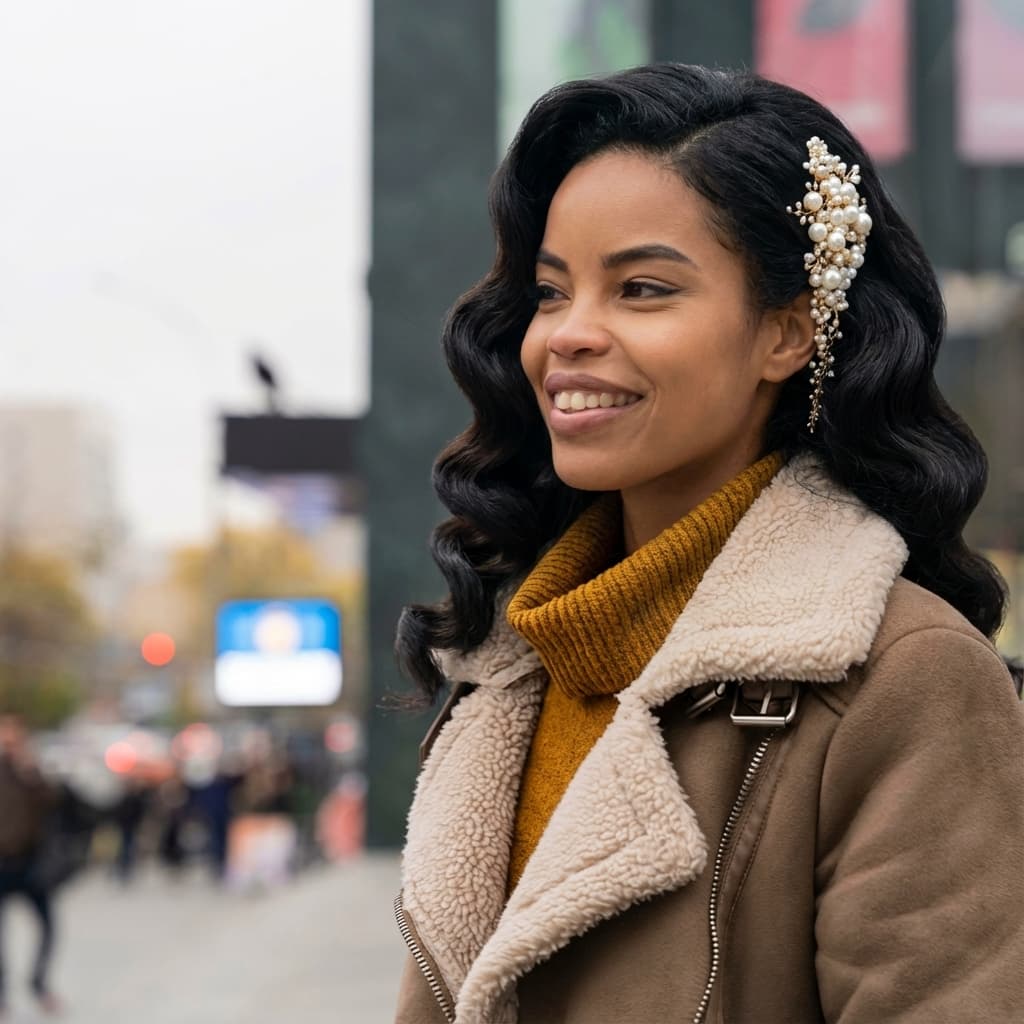 After - Glam waves + pearl clip